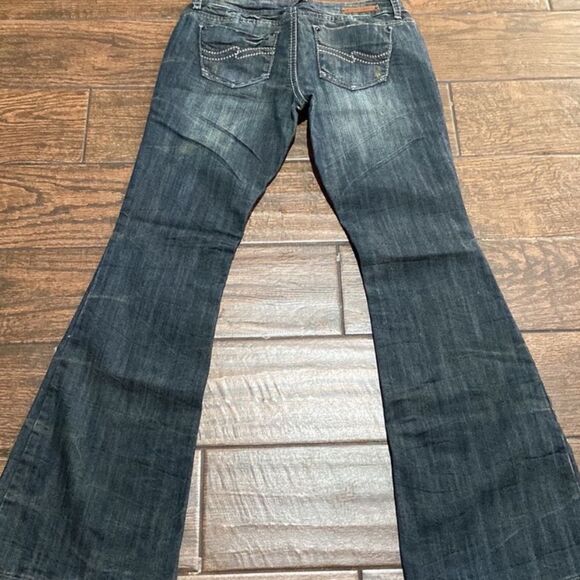 Almost Famous Black Flare Wide Leg Jeans Size 9 - Picture 4 of 10